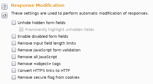 response modification options