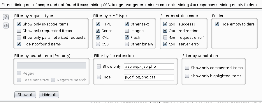 target sitemap filter